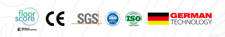 Certification Badges: CE, SGS, ISO, German Technology, Floor Score